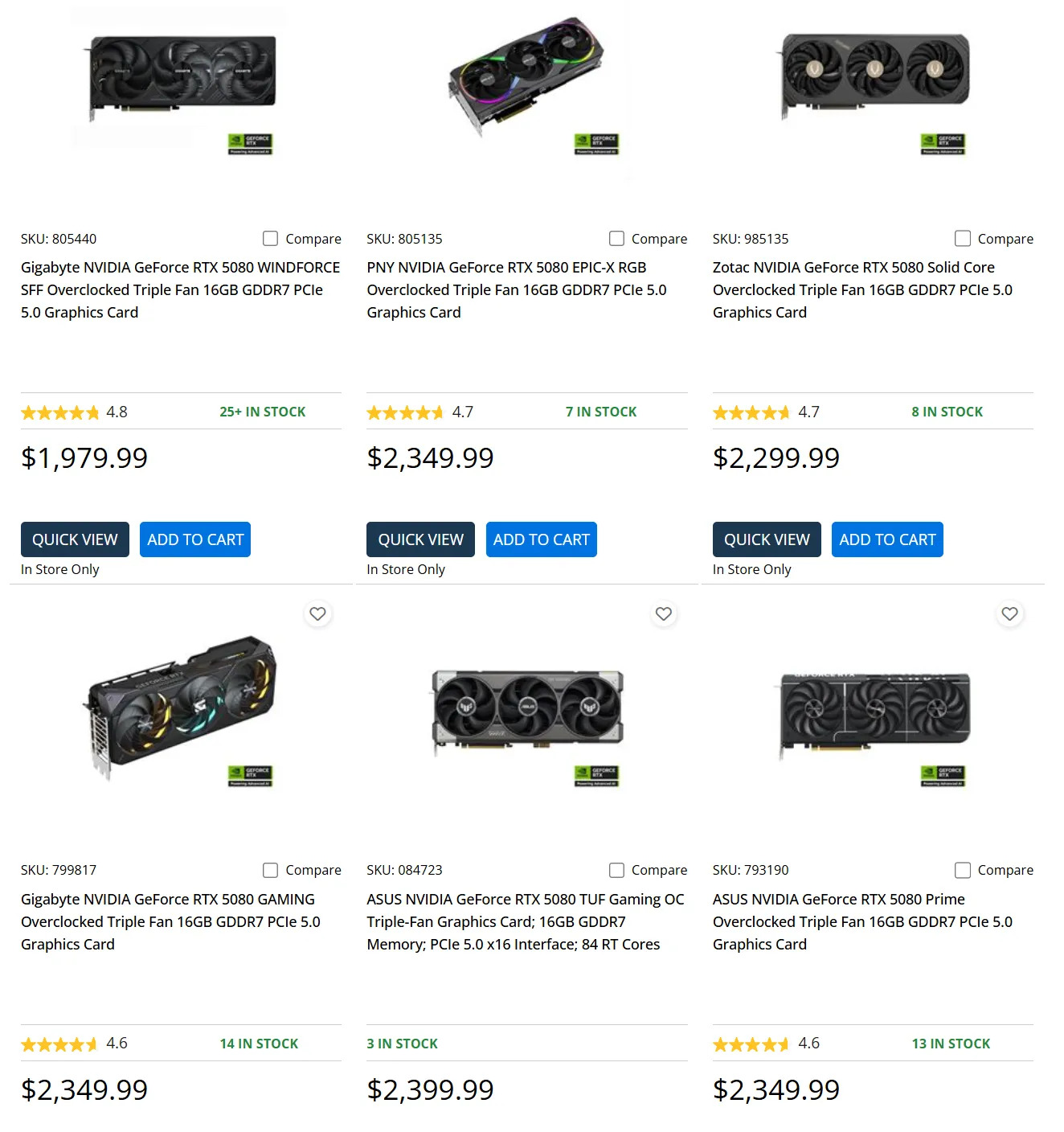 У США відеокарти GeForce RTX 5080 нині продаються за рекомендованою ціною GeForce RTX 5090
